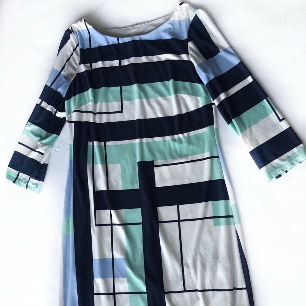 Vince Camuto Size 2 White Navy Blue Dress